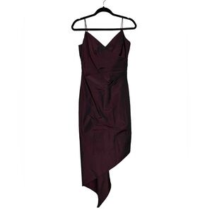 Laundry By Shelli Segal l Maroon Asymmetrical Sheath Dress Size 4
